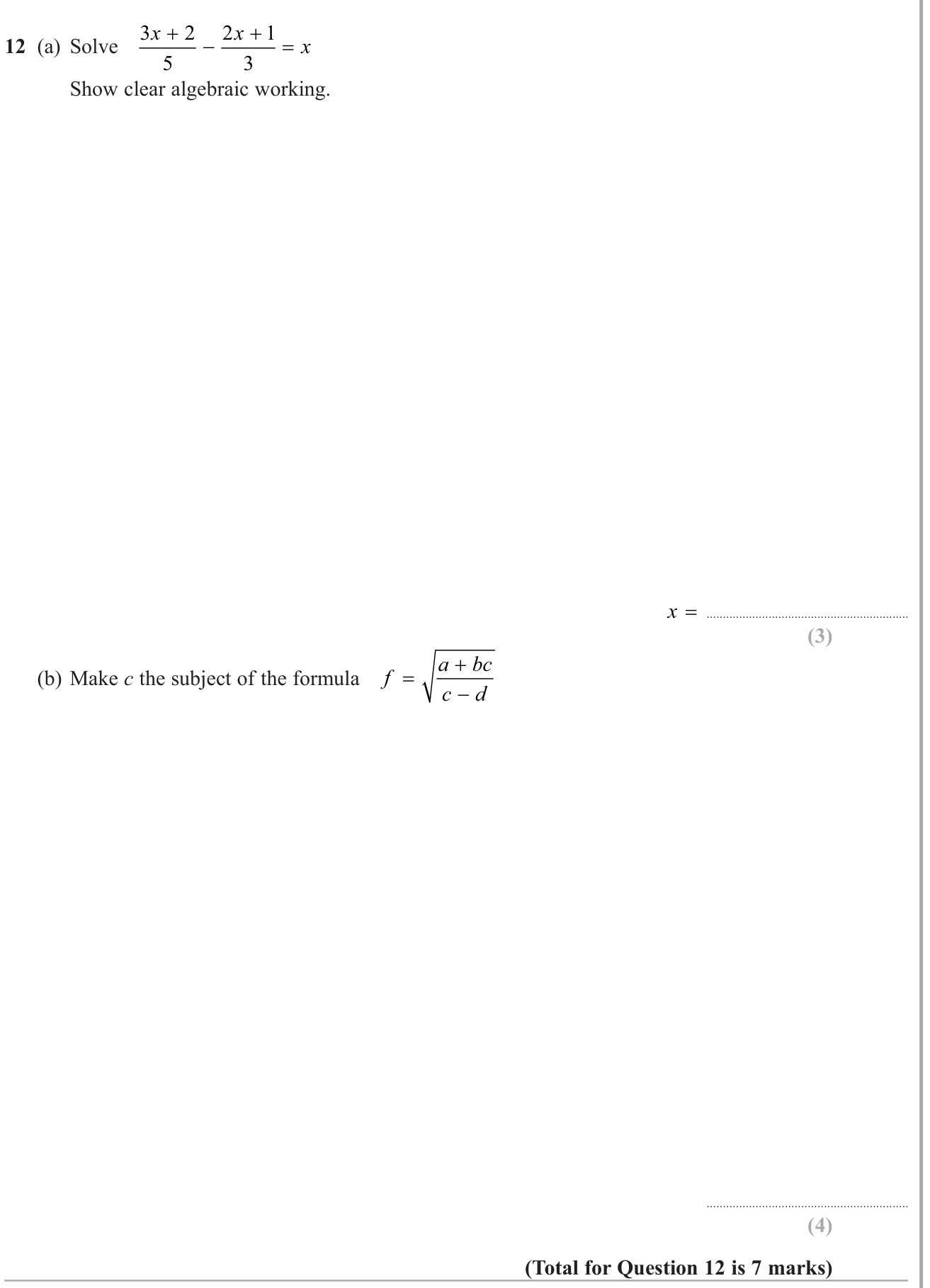 Rearranging formulae and substitution question 20