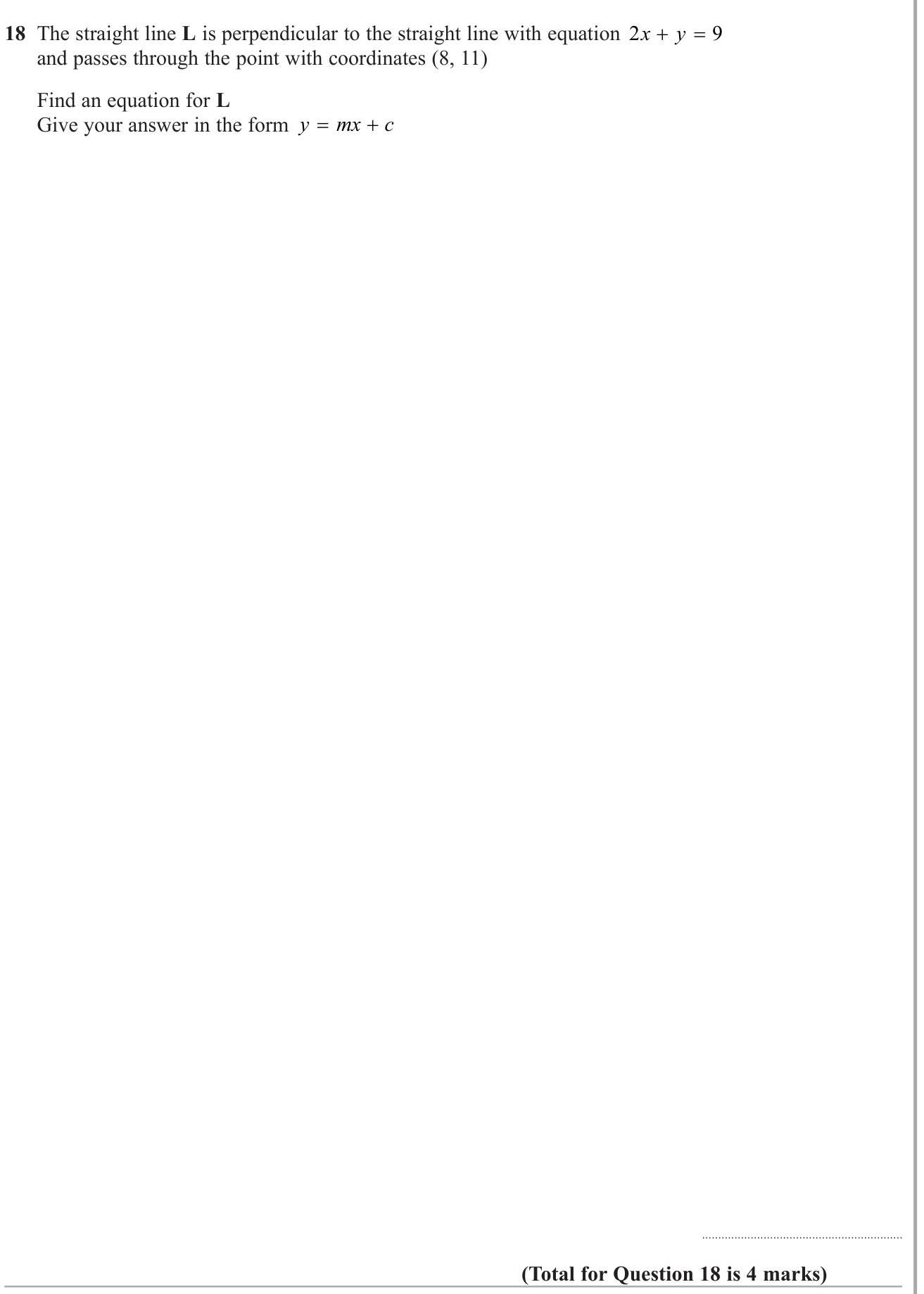 Equation of a straight line question 7