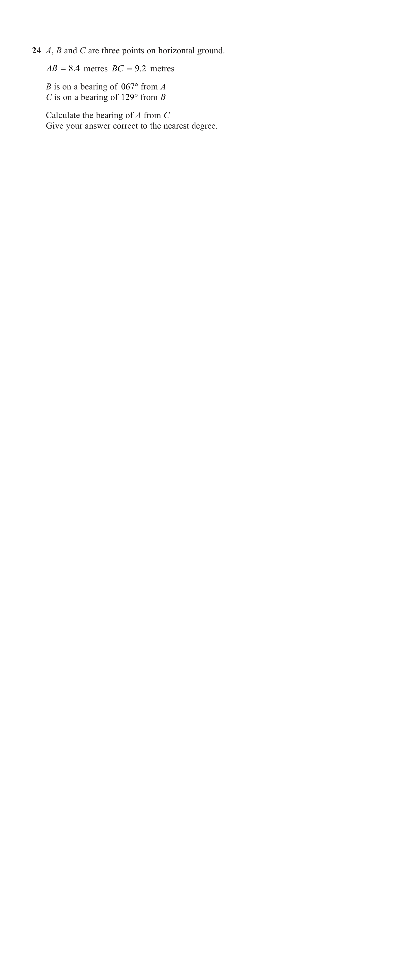 Three-figure bearings question 2