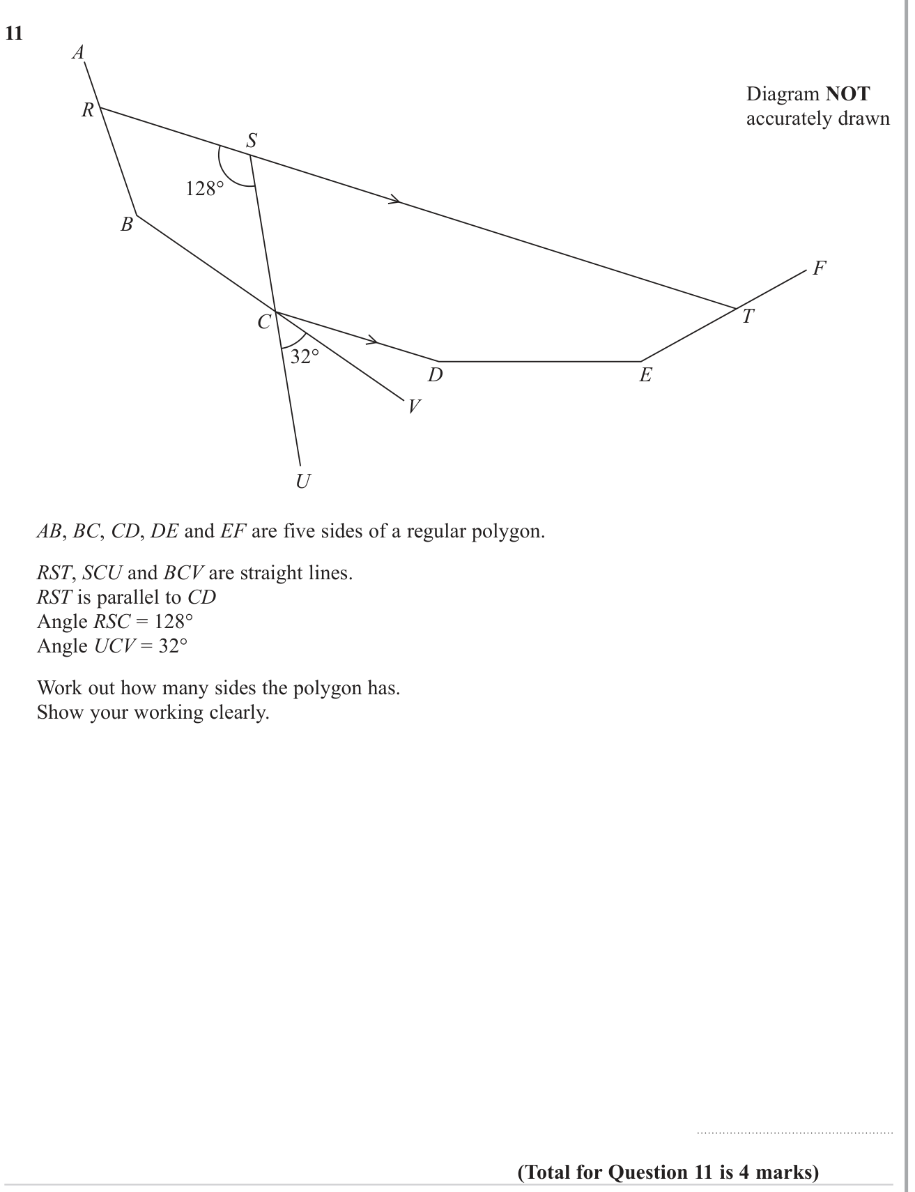 Angles using geometrical properties question 4