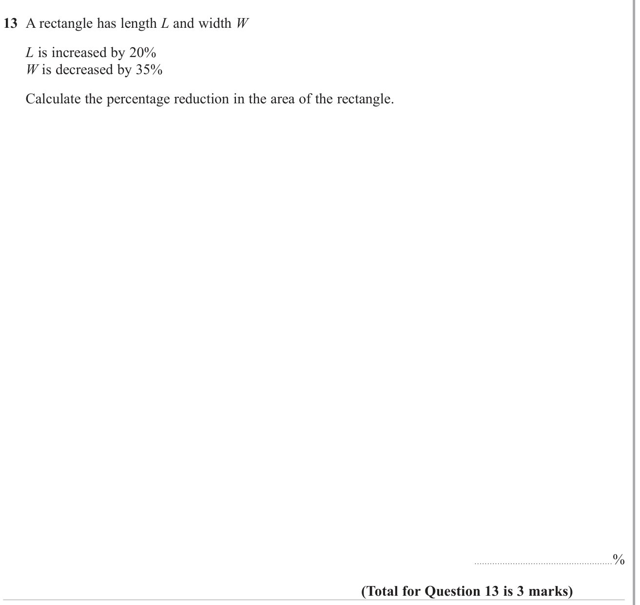 Percentages question 10