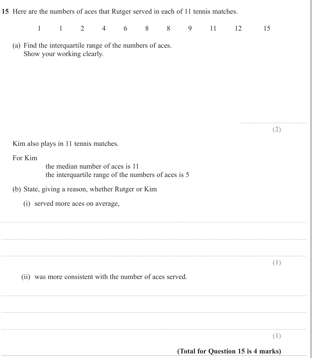 Averages (discrete data) question 11