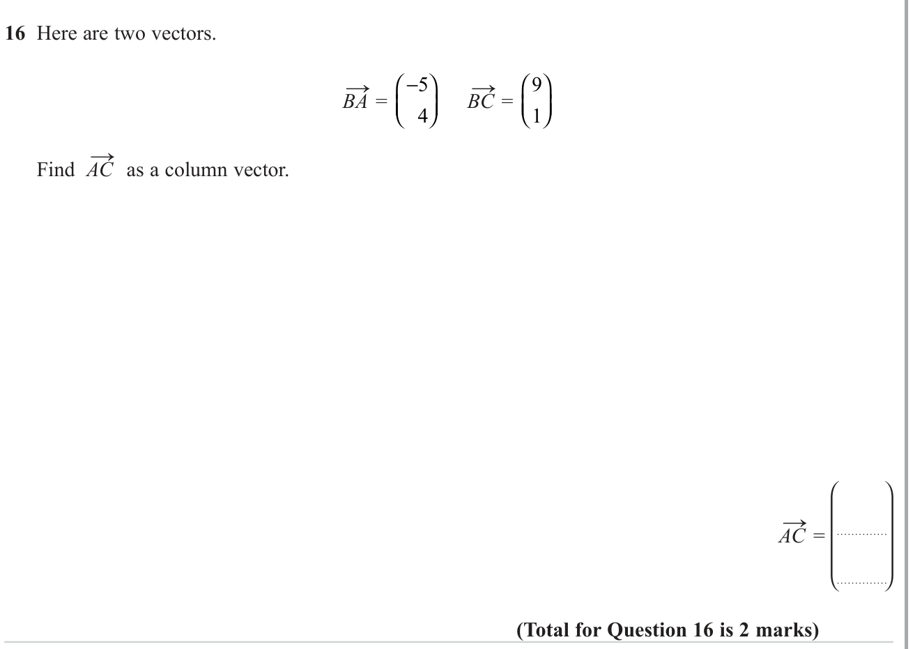 Further vectors (vector combinations) question 6