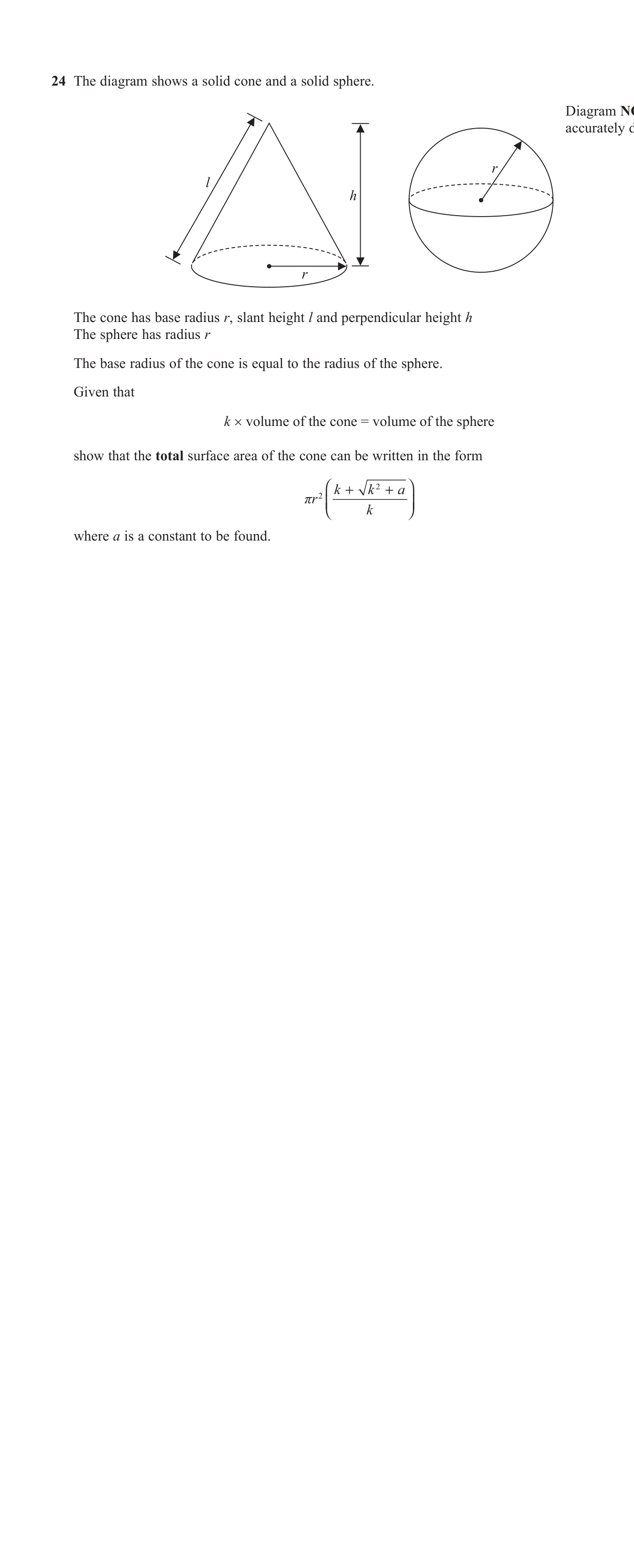 Volume and Surface Area question 17