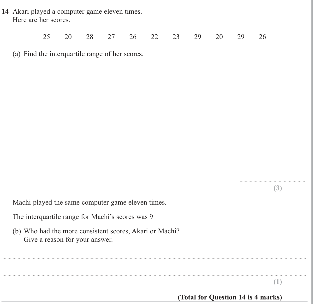 Averages (discrete data) question 13