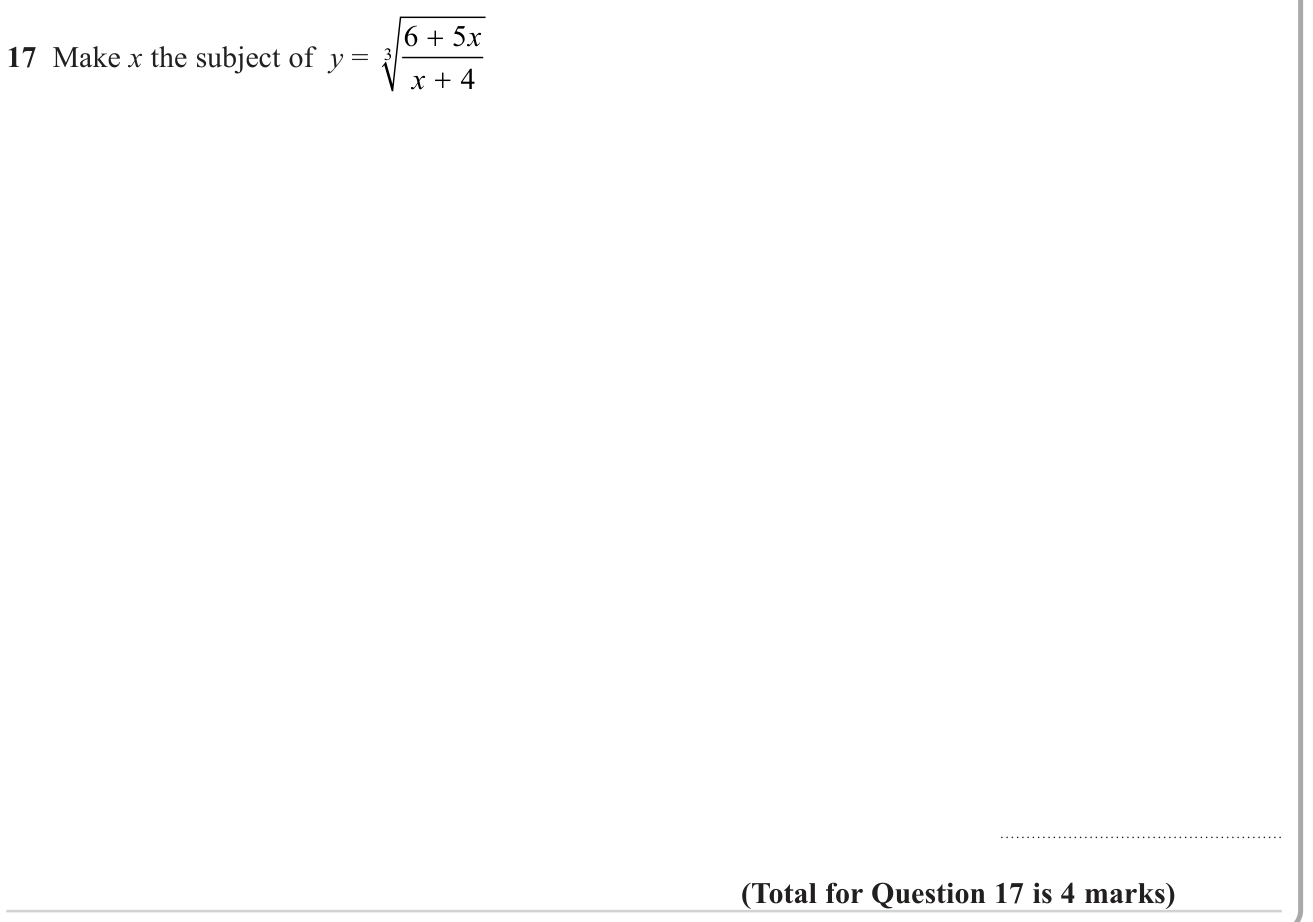 Rearranging formulae and substitution question 22
