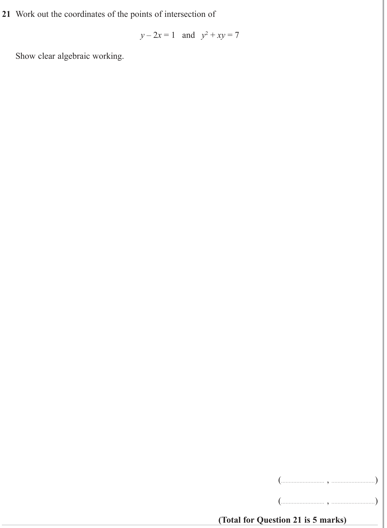 Intercepts of functions question 3
