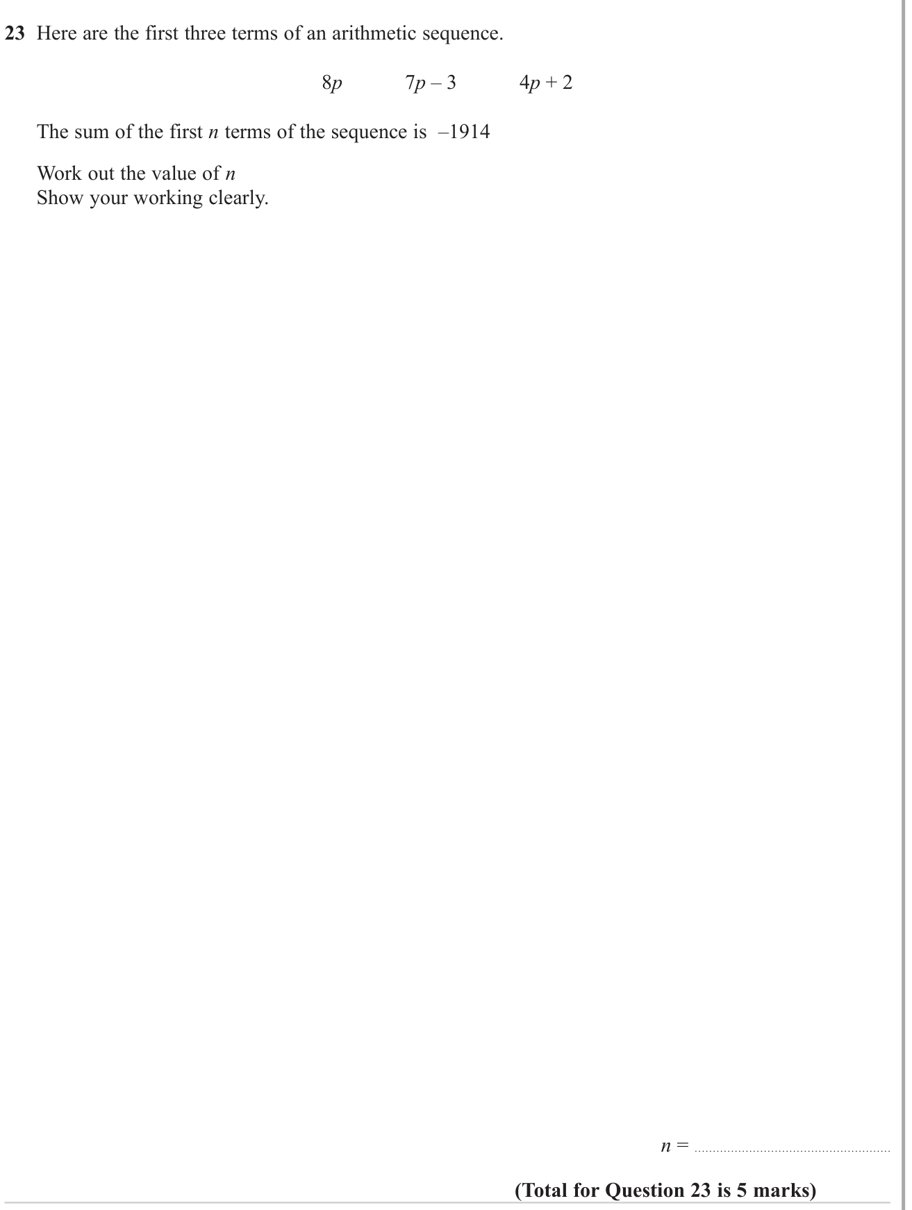 Sequences question 10