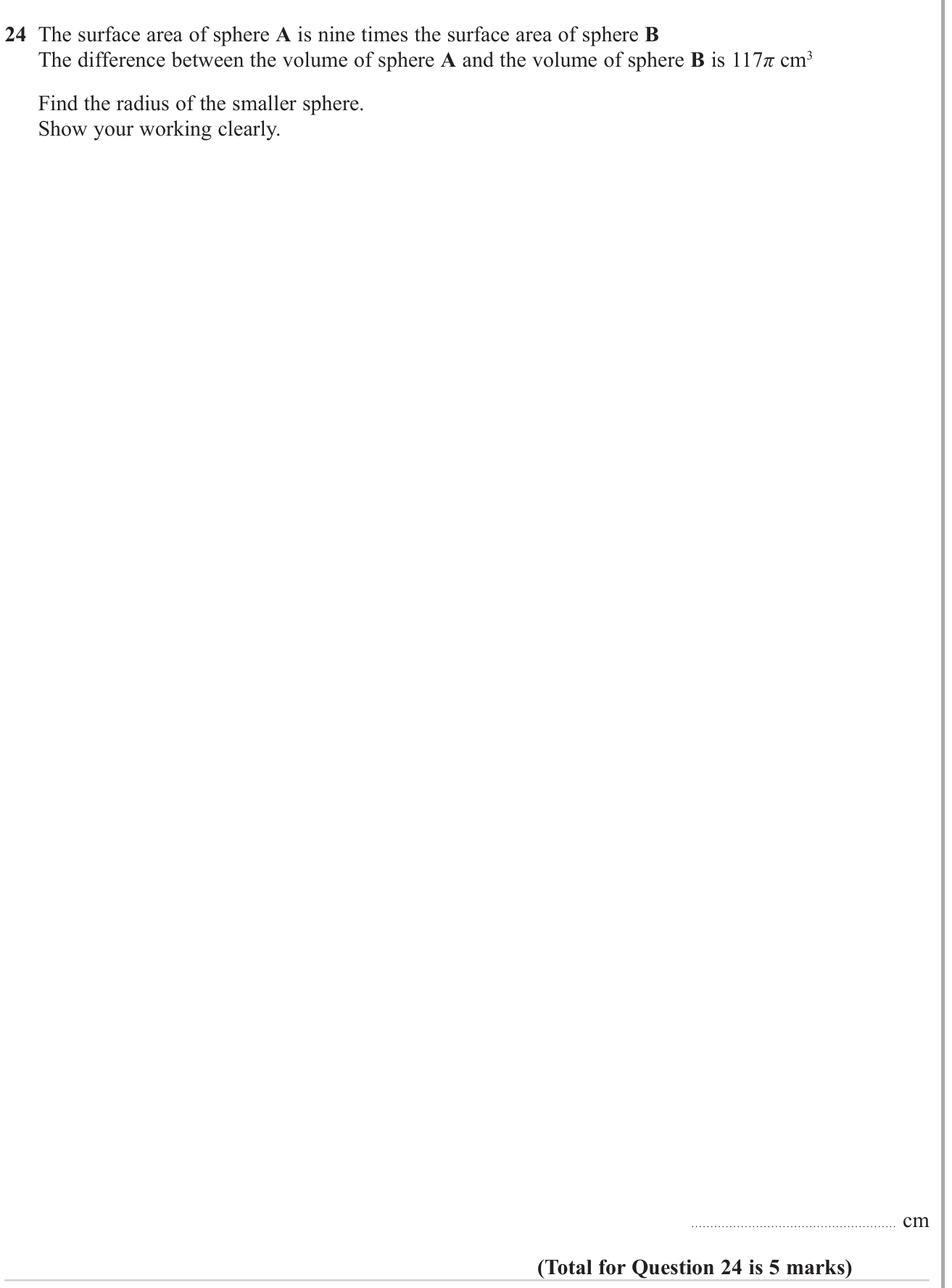 Volume and Surface Area question 18