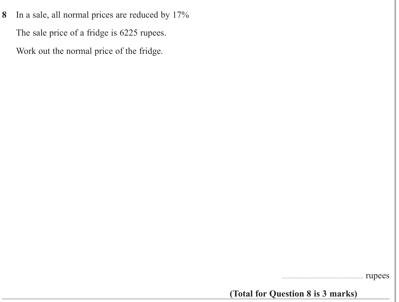 Percentages question 12