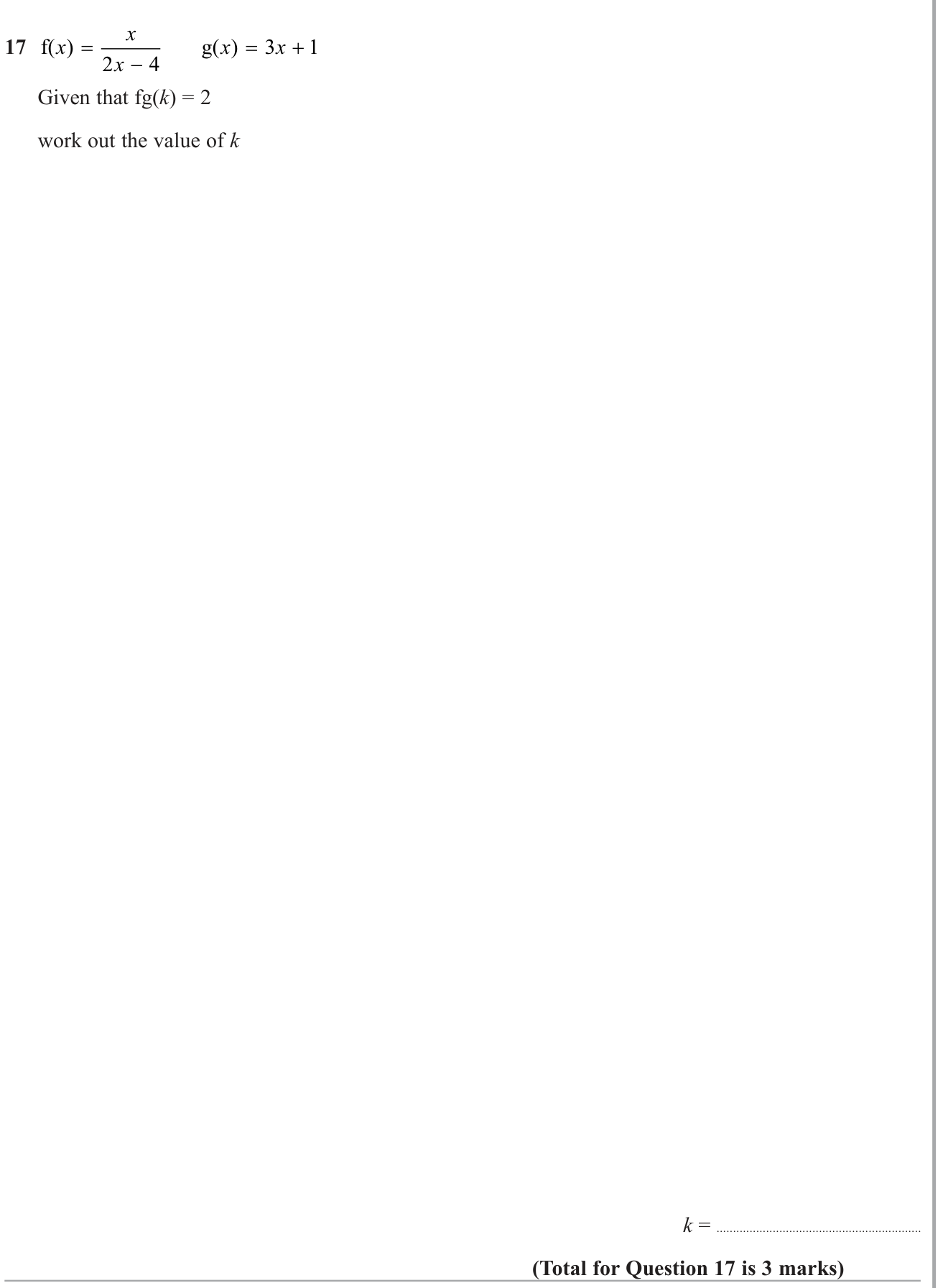 Functions (composite and inverse) question 11