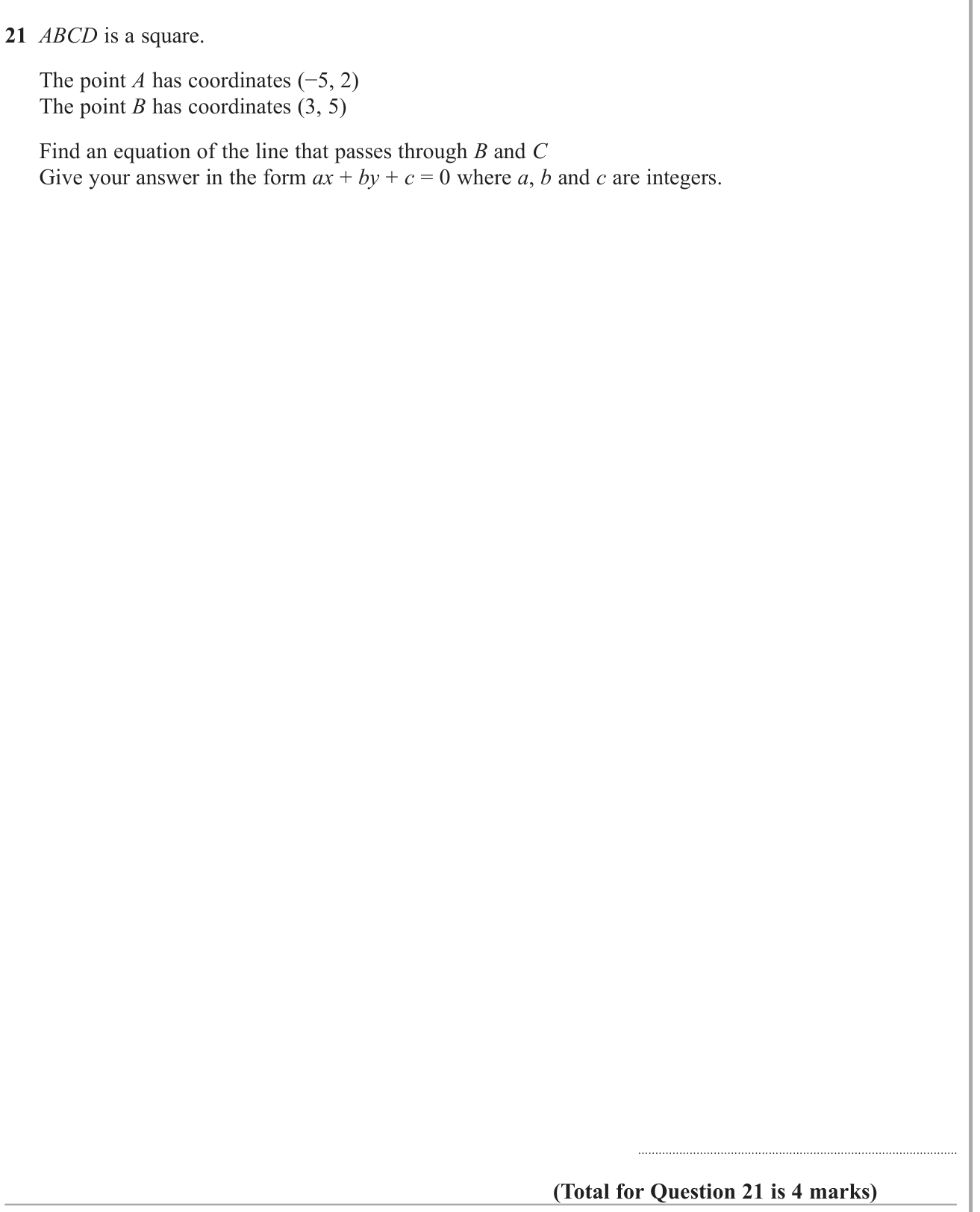 Equation of a straight line question 9